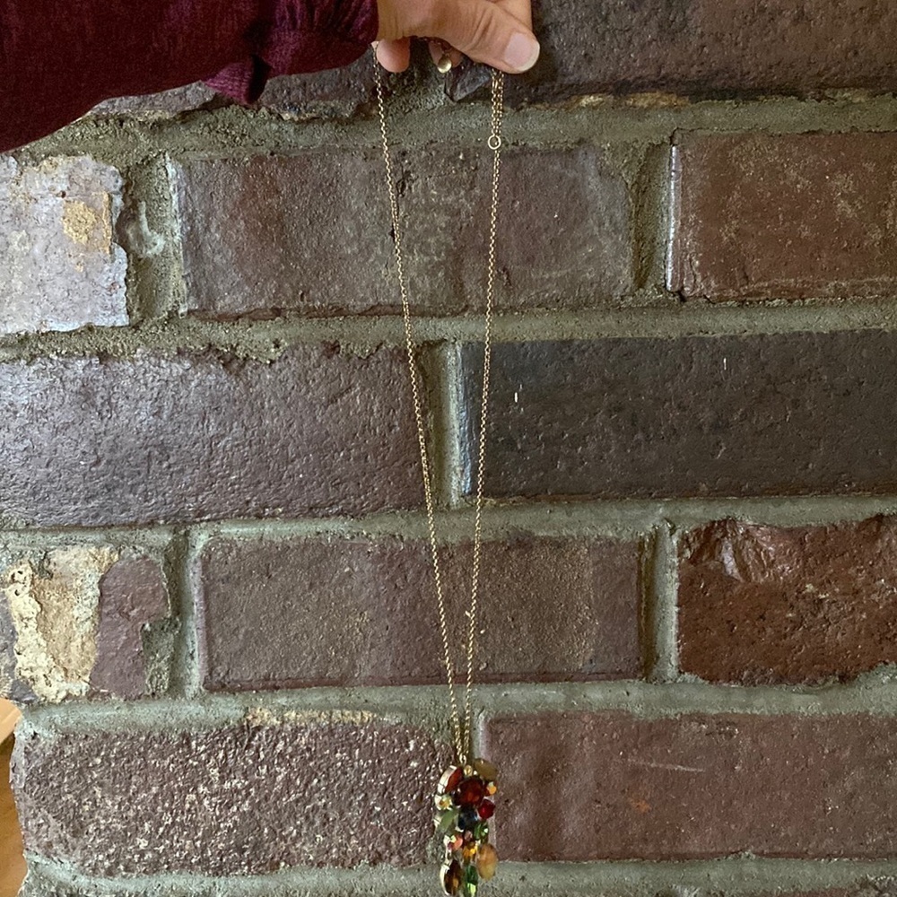 J. Crew Art Deco retro style gold and multicolored crystal statement necklace - Picture 4 of 5